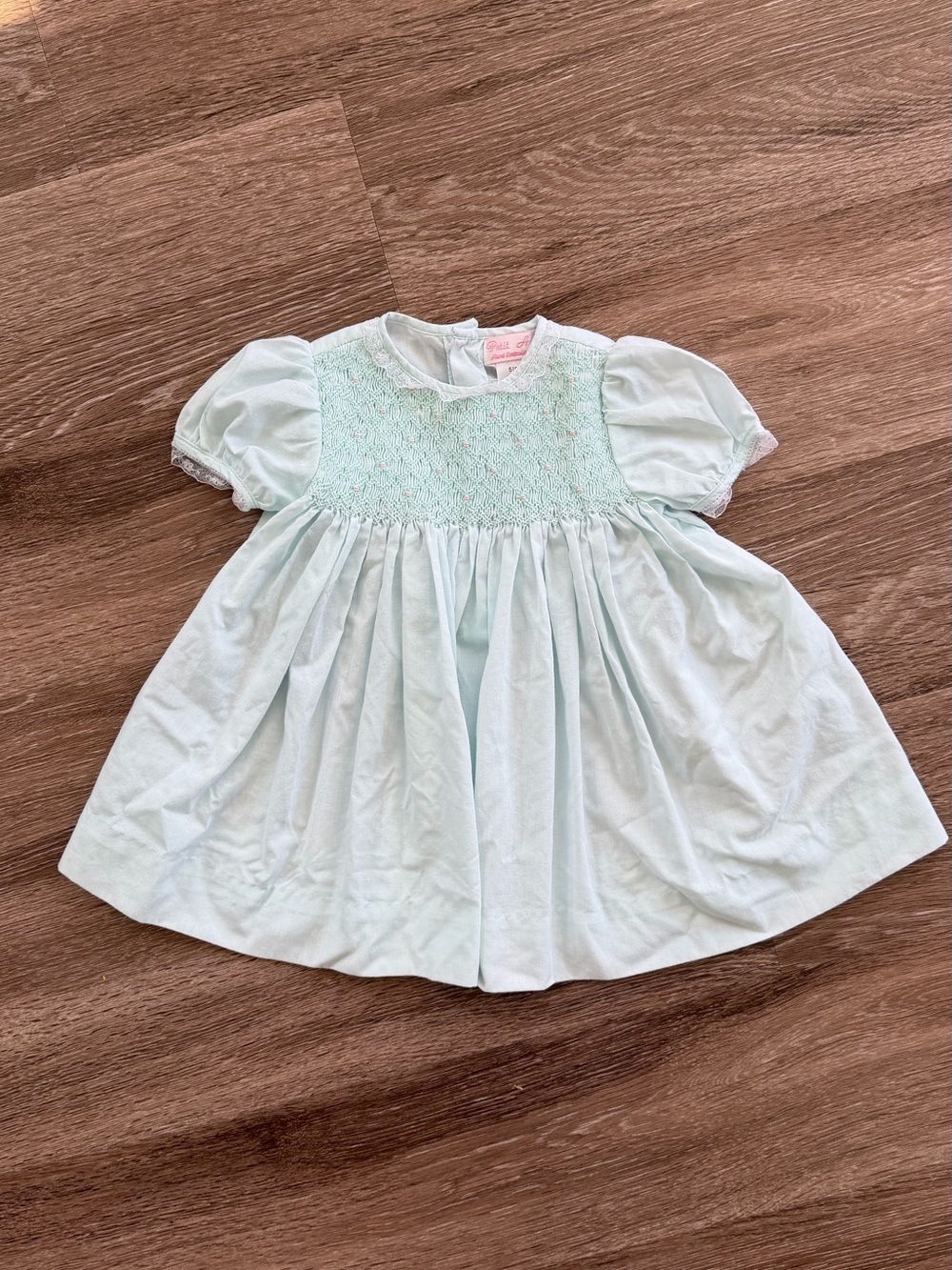 Vintage dress Petit Ami size 3 months 60cm Mint Green Smocked Baby Dress Floral
